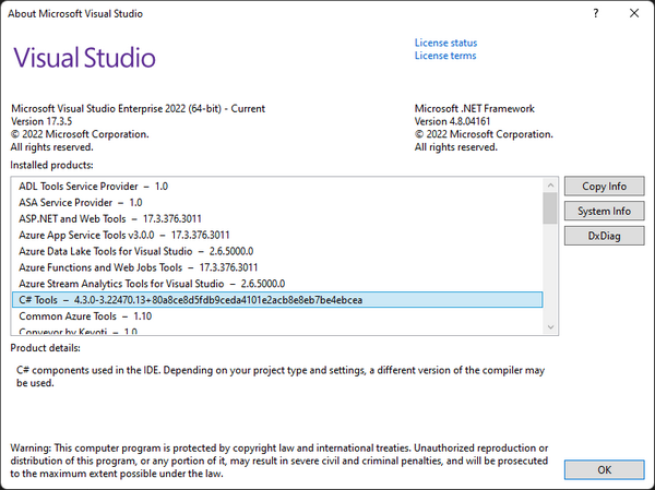 About Microsoft Visual Studio 2022