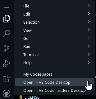 Open in VS Code Desktop