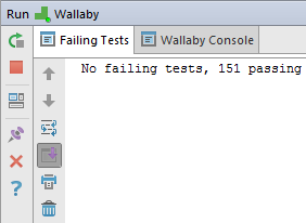 Wallaby test overview in console