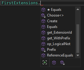 Generated static members in IntelliSense popup
