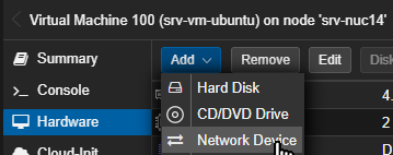 Add a new network device in Proxmox