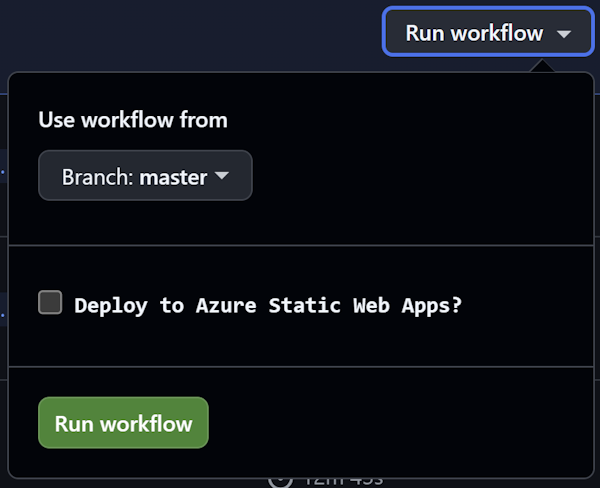 Run workflow from its web page