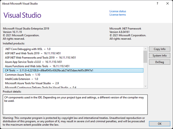 About Microsoft VIsual Studio 2022