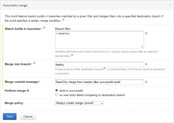 Add build feature: Automatic merge