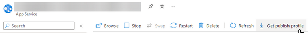 App Service Overview page toolbar