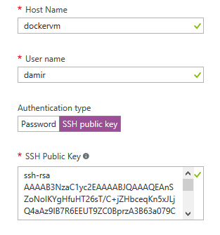 Authentication details in Azure Portal