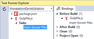 Gulp task bindings in Task Runner Explorer