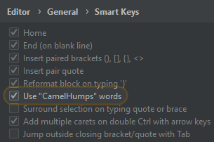 Use "CamelHumps" words option in IntelliJ IDEA