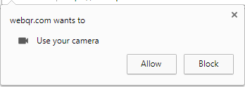 Camera permission dialog in Google Chrome