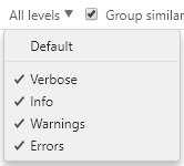 Log level filter dropdown for Chrome Console view
