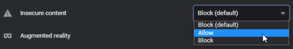 Allowing insecure content in Chrome