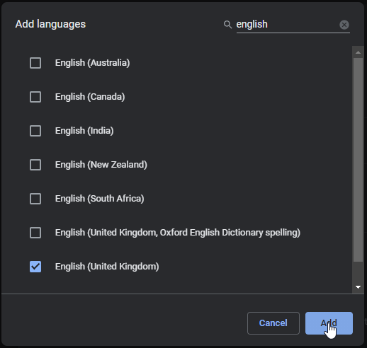 Installing a language in Chrome
