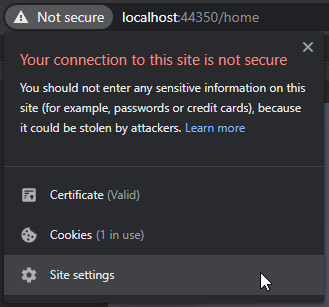 Accessing site settings in Chrome