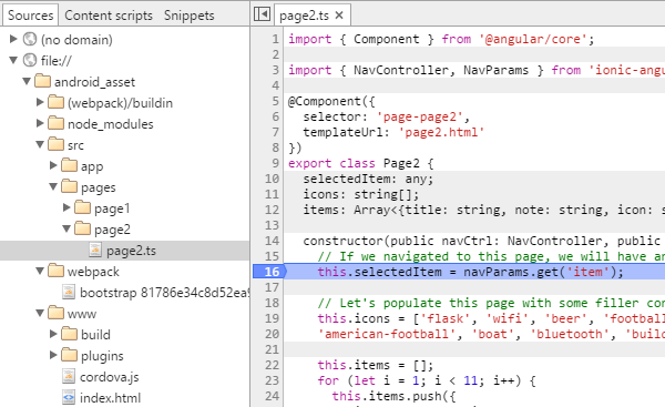 TypeScript Breakpoint hit in Chrome DevTools