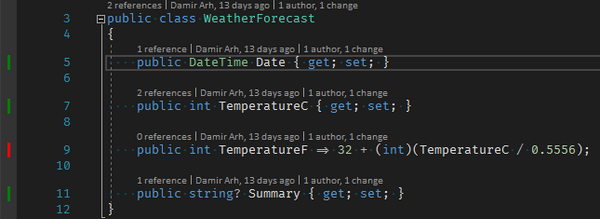 Coverage results in code editor gutter in VS 2022