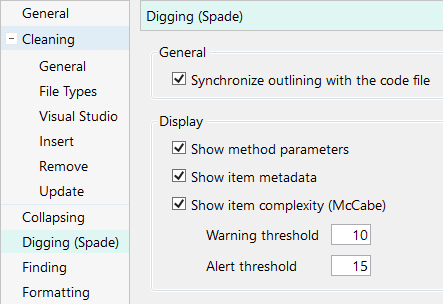 Cyclomatic complexity value in CodeMaid Spade treeview