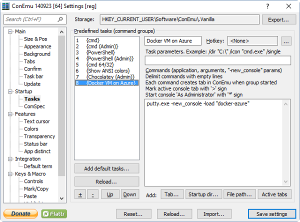 PuTTY configuration in ConEmu