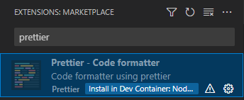 Install extension in Dev Container