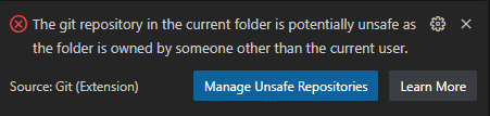 Unsafe repository warning notification