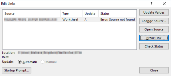 how to find broken links in excel