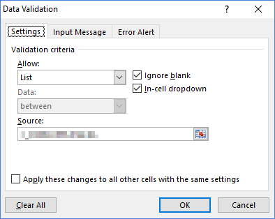 Check the Source of each Data Validation definition