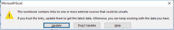Workbook contains links to external sources