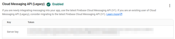 Legacy Cloud Messaging API Server key
