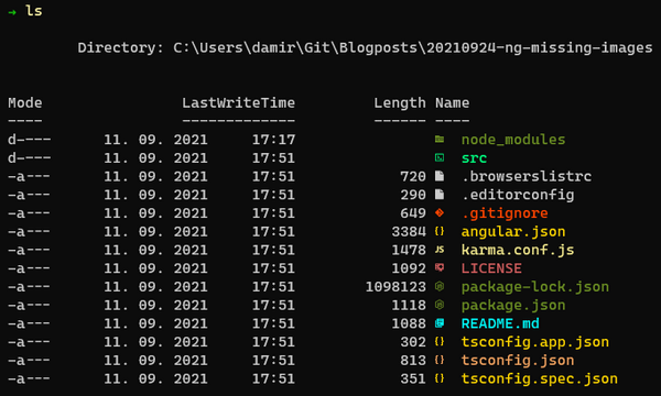 File listing with Terminal-Icons