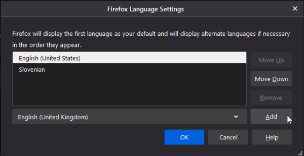 Installing a language in Firefox