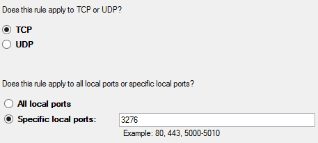 Firewall inbound rule configuration