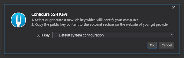 Configure SSH Keys dialog in Fork
