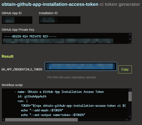 Generating the GitHub App credentials token