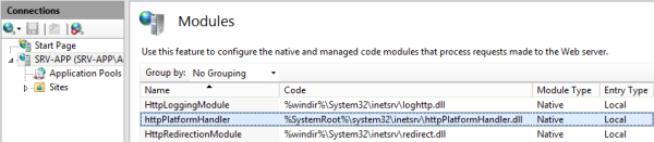 HTTP Platform Handler module in IIS