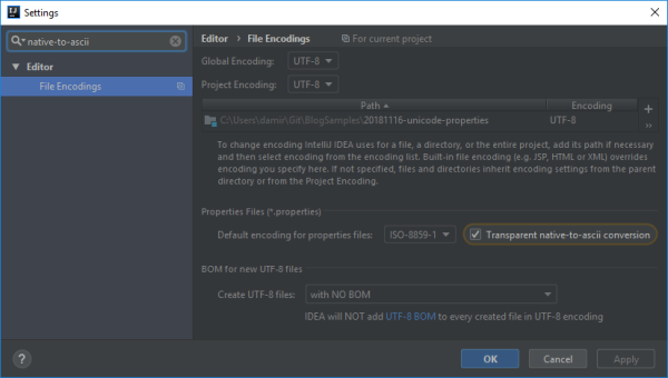 Transparent native-to-ascii conversion