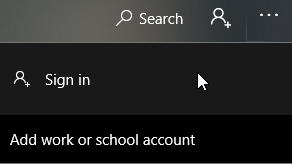 Sign in command in Microsoft Store