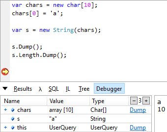 Strings with embedded null characters in LINQPad