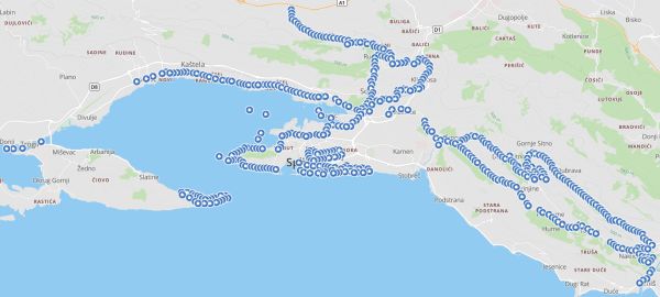 Actual locations of Pirate Cruise geocaches