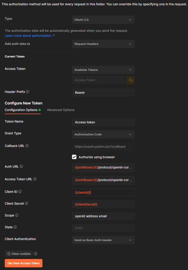 OAuth authentication configuration in Postman