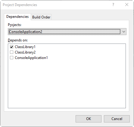Incorrect information in Project Dependencies window