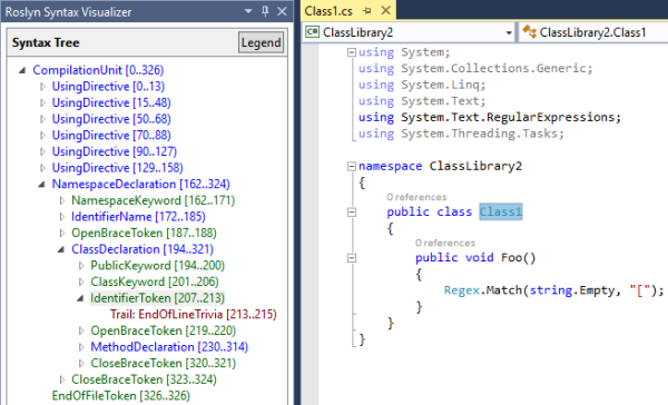 .NET Compiler Platform Syntax Visualizer