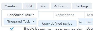 Create a triggered task in Synology COntrol Panel