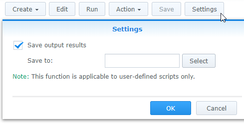 Logging configuration for scheduled user-defined scripts