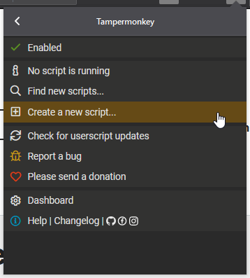 Add a new user script in Tampermonkey