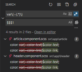 VS Code preview for search and replace