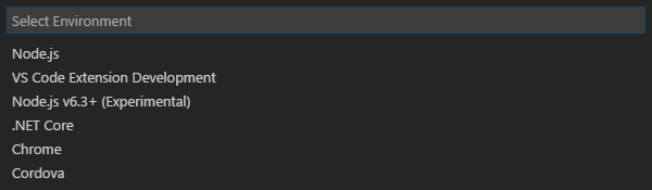 Visual Studio Code Debugger Environment Selection