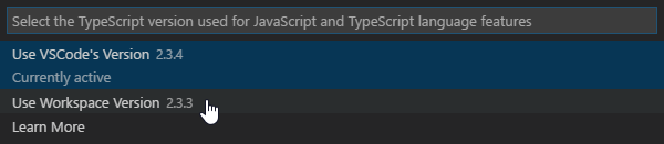 TypeScript version selection