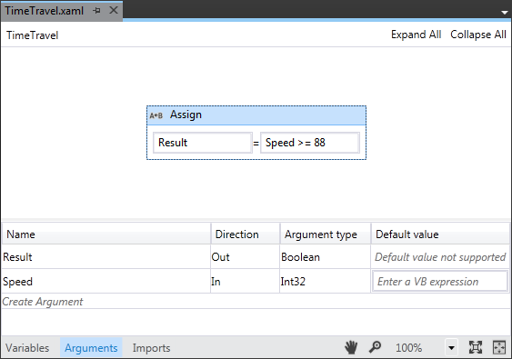 Simple workflow for evaluating an expression