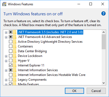 .NET Framework 3.5 (includes .NET 2.0 and 3.0) feature