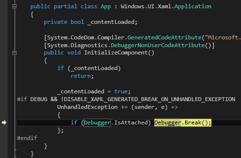 if (Debugger.IsAttached) Debugger.Break();