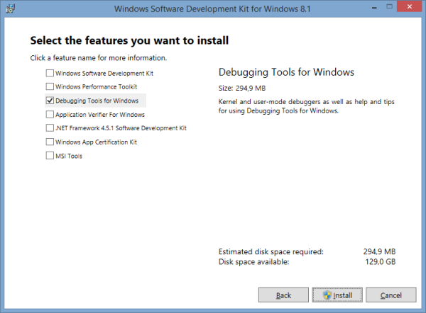 Windows SDK Setup Dialog